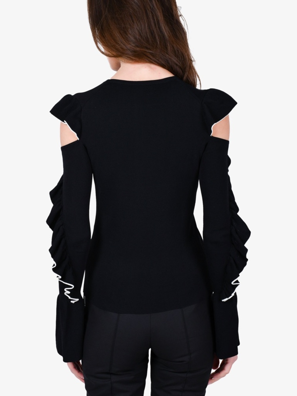 MAJE BLACK RUFFLE/CUT-OUT DETAIL SIZE 3 - Picture 8 of 8